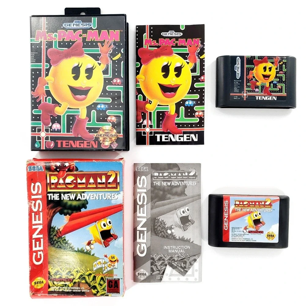 Ms. Pac-Man & Pac-Man 2: The New Adventures Sega Genesis Complete Tested